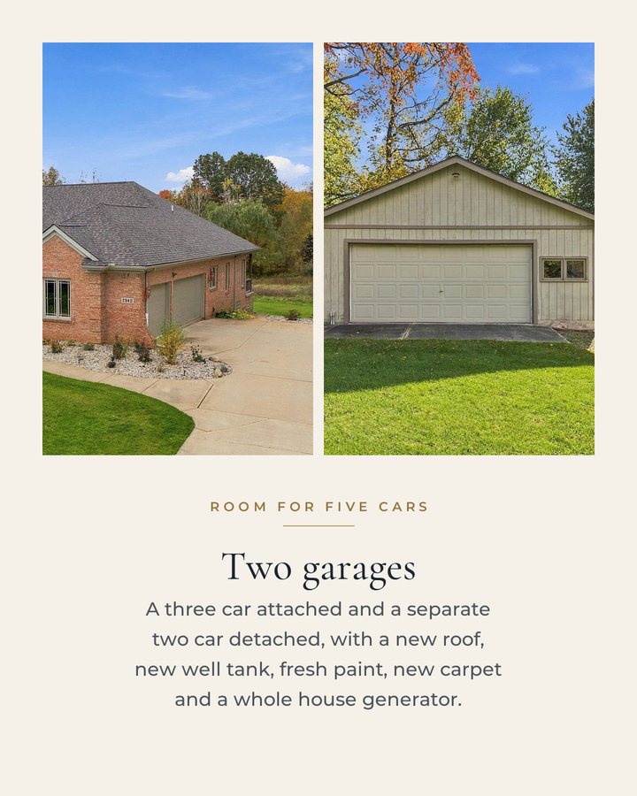 Slide 9: Two garages, room for five cars