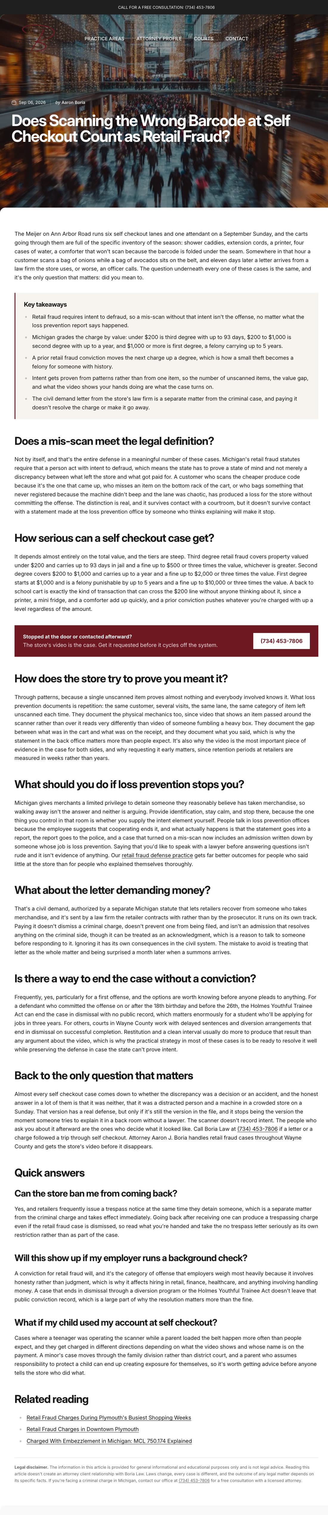 A Boria Law post with key takeaways, question headings and a call box